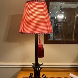 Two Farmhouse Red Gingham Lampshades